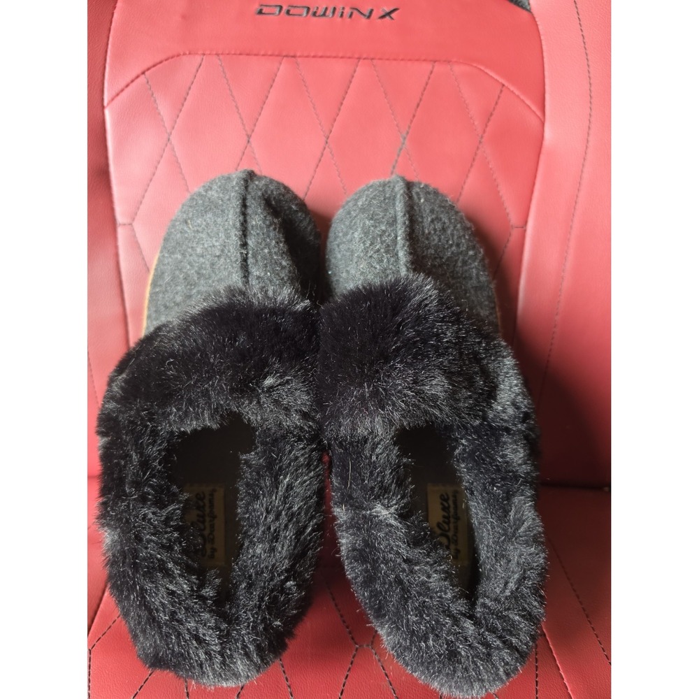 NEW!! Teens/ Women's Dluxe by Dearfoams Fur  Slippers Charcoal   SIZE S 7